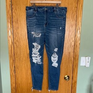 American Eagle Distressed Curvy Hi-Rise Jegging Jeans Sz 18